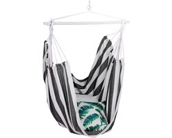 hangstoel - katoen - hangschommel - binnen - buiten - tot 150 kg - kinderen - volwassenen - zwart-wit