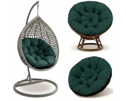 Hangstoel Kussen 110 cm – Papasan Kussen & Eivormige stoel rond – groot zitkussen waterafstotend voor Tuin Terras Veranda Binnen Buiten Rotan en Woonkamer Groente Schaduw B