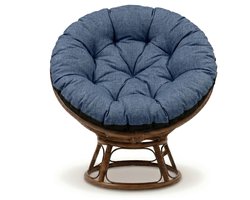 Hangstoel Kussen 110 cm – Papasan Kussen & Eivormige stoel rond – groot zitkussen waterafstotend voor Tuin Terras Veranda Binnen Buiten Rotan en Woonkamer Jeansblauw ecologisch linnen