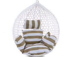 Hangstoel kussen - kussen voor hangstoel egg - met hoofdkussen - bruin wit gestreept
