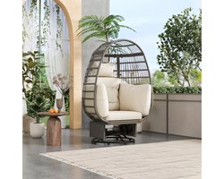 Hangstoel met extra dikke zitting en hoofdkussen. Perfect voor binnen- en buitengebruik - weerbestendige schommelstoel, witte kussens met grijze stoelen, hangmand met kussens, hangende schommel voor de