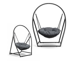 Hangstoel met Frame - Hangschommel tot 150 kg - met Stalen Standaard en Zit en Kussen - Egg Chair - Voor Binnen & Buiten