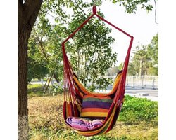Hangstoel met Spreidstang - Schommelstoel Hangmatstoel - Ontspannen in de tuin - Kleurrijk streepontwerp - 32 x 9 cm - Multicolor
