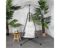 Hangstoel Met Standaard - 120x104x210cm - Wit & Zwart - Stoel Nico