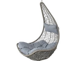 Hangstoel Polyrotan - Hangmand Schommel - Ontspannen Buiten - Zonder Frame - 100 cm breed - Grijs/Zilver