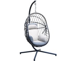 Hangstoel SenS-Line Lisa - Tuinstoel - Hangei - Spek Egg - Grijs - Max. gewicht 125kg - Inclusief kussen - Compact - Inklapbaar