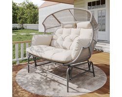 Hangstoel - Tweepersoons - Egg Chair voor Tuin en Terras - Schommelstoel - Staal - Grijs