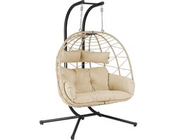 Hangstoel voor 2 personen | XXL hangschommel voor binnen en buiten | incl. kussens | comfortabele schommelstoel