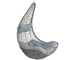 Hangstoel voor één persoon, polyrotan, eenzits, weerbestendig, grijs/zilver