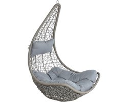 Hangstoel voor één persoon, polyrotan, eenzits, weerbestendig, grijs/zilver