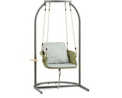 Hangstoel / zwevende relaxstoel Skylo met onderstel en bijzettafeltje, groen, hjh LIVING