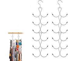Hangsysteem voor Sjaals en Accessoires met 12 Draaiende Haken - Ideaal voor Kledingkast of Deur, Perfect voor Tassen, Riemen en Petten