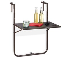 hangtafel balkon - 3 hoogtes - inklapbaar - 59,5 x 36 cm - weerbestendig - hangend