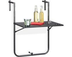 hangtafel balkon - inklapbaar - hangend - verstelbaar - 59,5 x 36 cm - rotan look