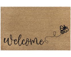 Hanse Home Deurmat Kokos 45x70cm – Antislip Vuilvanger Mat Natuurlijk voor Binnen, Welcome Bee Kokosvezel Deurmat voor Entree & Overdekte Buitenruimte