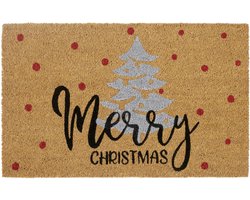 Hanse Home Kokos Deurmat Kerst - Antislip Vuilvanger Mat Natuurlijk voor Binnen, Deurmat Zilveren Kerstboom Kokosvezelmat voor Entree & Overdekte Buitenruimte - 40x70cm