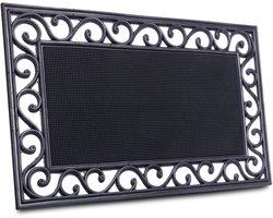 Hanse Home Rubberen Deurmat 45x75cm - Antislip en Weerbestendig - Buitenmat met Gietijzeren Look voor Binnen en Buiten - Rubberen Deurmat met Noppen voor Hal, Terras, Entree - 45x75cm