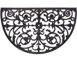 Hanse Home Rubberen Deurmat voor Binnen en Buiten 45x75cm – Halfronde Rubberen Deurmat Buiten Vuilvanger Mat Gietijzeren Look Weerbestendig, Antislip voor Entree & Buitenruimte – Zwart