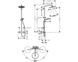hansgrohe Croma S - Showerpipe - Raindance Select - 280mm - 1 straalfunctie - Mat Wit - Met thermostaat