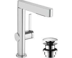 hansgrohe Finoris - Wastafelkraan - Met afvoerplug - 230mm - Uittrekbare vuistdouche - 2 straalfuncties - Chroom