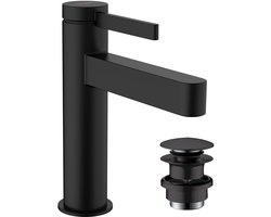 hansgrohe Finoris - Wastafelmengkraan - Ééngreeps bediening - CoolStart energiebesparend - Met afvoerplug - 110mm - Mat Zwart
