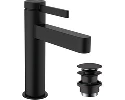 hansgrohe Finoris - Wastafelmengkraan - Ééngreeps bediening - Met afvoerplug - 110mm - Mat Zwart