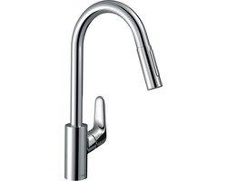 hansgrohe Focus M41 - Keukenmengkraan - Ééngreeps bediening - 240mm - Uittrekbare vuistdouche - Chroom - 2 straalsoorten