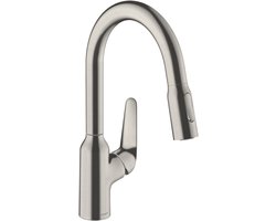 Hansgrohe Focus M42 - Keukenkraan M429-H180 met uittrekbare handdouche, rvs look 71801800