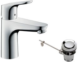 Hansgrohe Focus Wastafelkraan - Medium uitloop - Met wastegarnituur - Chroom