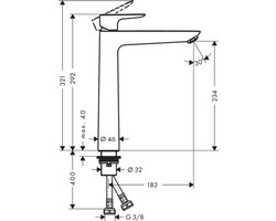Hansgrohe Talis e 1-gr wastafelmkr 240 zo/afvoer brushed bronze