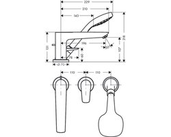 Hansgrohe Talis e afdekset 3 gats badrandcombinatie inclusief Secuflex slanggarnituur chroom