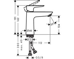 hansgrohe Talis E - Wastafelmengkraan - Ééngreeps bediening - CoolStart energiebesparend - Zonder waste - 110mm maat - Mat Wit