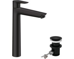 hansgrohe Talis E - Wastafelmengkraan - Ééngreeps bediening - Met trekwaste - 240mm maat - Mat Zwart