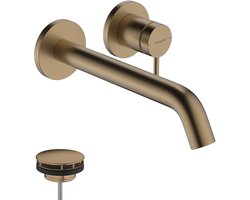 hansgrohe Tecturis S - Inbouw Wastafelkraan - voor wandmontage - Ééngreeps bediening - 22,5 cm uitloop - Brushed Bronze