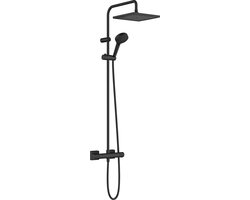 hansgrohe Vernis Shape - Showerpipe - EcoSmart waterbesparend - 240mm maat - 1 straalfunctie - Mat Zwart - Met thermostaat