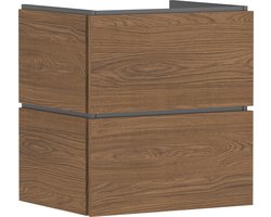 hansgrohe Xilesa E - Badmeubel - 580/470mm maat - 2 lades - Push-open lades - Voor wastafel - Cashmere Oak