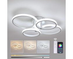Haobosic - Dimbare LED-plafondlamp, 76W, 8550lm, met afstandsbediening, modern acryl design, instelbare kleurtemperatuur en helderheid, 3000K-6500K