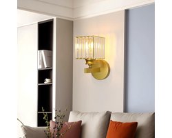 Haobosic - Kristallen wandlamp voor binnen, gouden wandlamp E27, wandlamp voor slaapkamer, woonkamer, eetkamer, hal (zonder lamp)