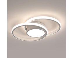 Haobosic - LED-plafondlamp, ronde plafondlamp 42W, moderne plafondlamp voor hal, slaapkamer, badkamer, keuken, woonkamer, natuurlijk licht 4500K, lengte 40 cm, wit