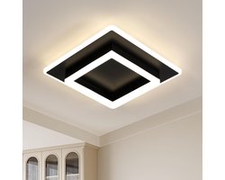 Haobosic - Moderne LED-plafondlamp, 30W 3375LM vierkante LED-plafondlamp, zwarte acryl plafondlamp voor woonkamer, slaapkamer, keuken, gang, 4500K neutraal licht, 30CM