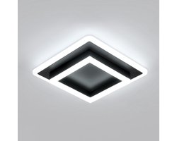 Haobosic - Moderne LED-plafondlamp, 30W 3375LM zwarte vierkante LED-plafondlamp, acryl LED-plafondlamp voor woonkamer, keuken, slaapkamer, gang, koel wit 6500K, 30CM