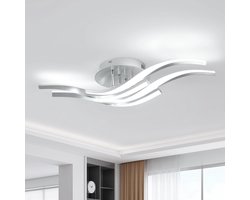 Haobosic - Moderne LED plafondlamp, 32W, 2880lm, slaapkamerverlichting, 6500K, woonkamerverlichting, hal plafondlamp 4 lampen, zilver, diameter 60cm