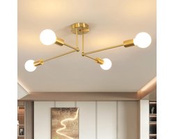 Haobosic Multi-arm Plafond - Plafondlamp - 4 armen goud - E27 fittingen - Industriële stijl