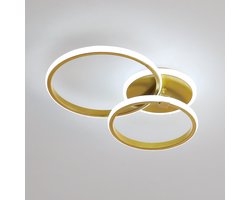 HAOBOSIC - Plafondlamp - 52cm - Groot - 42W - LED - 3950LM - Ronde - Gouden - Aluminium - 6500K - Koel Wit