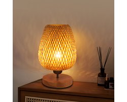 Haobosic Tafellamp - Bamboe Hout - E27 (Zonder Lichtbron) met Schakelaar