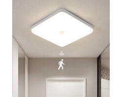 Haobosic Triproof Plafondlamp - Vierkant Wit - 30W 4000K met Bewegingssensor