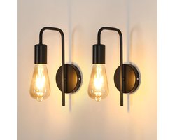 Haobosic Wandlamp Set van 2 - U-Vorm IJzer Design - 25cm - E27 Fitting - Zonder Lichtbron - Zwart - Modern - Voor Woonkamer Slaapkamer