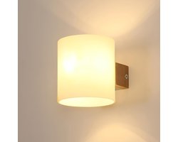 Haobosic - Wandlamp voor binnen, vintage E27 houten wandlamp, wandlamp met glazen kap, slaapkamer voor woonkamer, hal, trap, hout