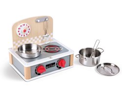 Hape 2-in-1 keuken- en grillset | fantasiespel realistisch rollenspel keukenset voor kinderen