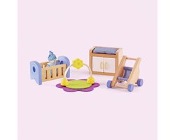 Hape Babykamer Poppenhuis Meubels - Houten Speelkamer met 8 Onderdelen, vanaf 3 Jaar